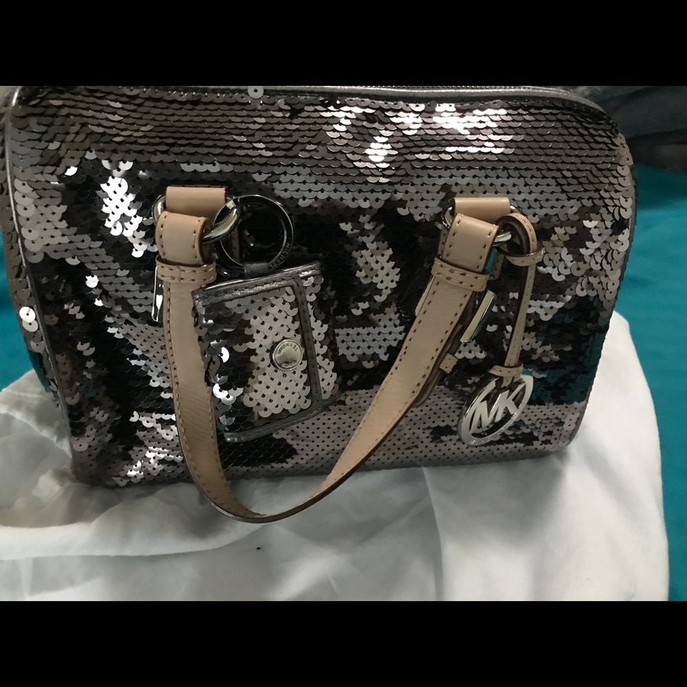 Michael Kors Silver Sequin Grayson Satchel